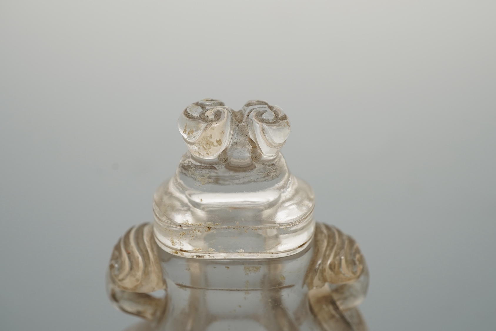 A Chinese rock crystal small vase and cover, 18th/19th century